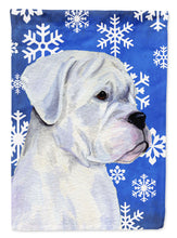 Load image into Gallery viewer, Boxer Winter Snowflakes Holiday Flag Canvas House Size