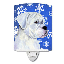 Load image into Gallery viewer, Boxer Winter Snowflakes Holiday Ceramic Night Light SS4647CNL