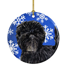 Load image into Gallery viewer, Affenpinscher Winter Snowflakes Holiday Christmas Ornament - Round Ceramic Ornament – Artist-Designed Keepsake Decoration SS4649
