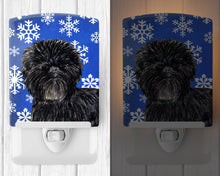 Load image into Gallery viewer, Affenpinscher Winter Snowflakes Holiday Ceramic Night Light SS4649CNL