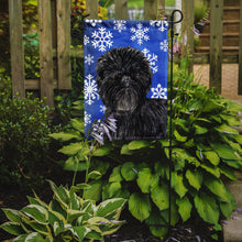 Load image into Gallery viewer, Affenpinscher Winter Snowflakes Holiday Garden Flag – Decorative Outdoor Yard Flag