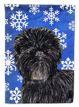 Load image into Gallery viewer, Affenpinscher Winter Snowflakes Holiday Garden Flag – Decorative Outdoor Yard Flag