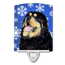 Load image into Gallery viewer, Tibetan Mastiff Winter Snowflakes Holiday Ceramic Night Light SS4650CNL