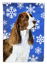 Load image into Gallery viewer, Springer Spaniel Winter Snowflakes Holiday Flag Canvas House Size