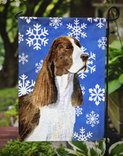 Load image into Gallery viewer, Springer Spaniel Winter Snowflakes Holiday Garden Flag – Decorative Outdoor Yard Flag