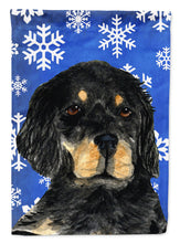 Load image into Gallery viewer, Gordon Setter Winter Snowflakes Holiday Flag Canvas House Size