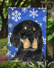 Load image into Gallery viewer, Gordon Setter Winter Snowflakes Holiday Garden Flag – Decorative Outdoor Yard Flag