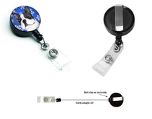Load image into Gallery viewer, Boston Terrier Winter Snowflakes Holiday Retractable Badge Reel SS4654BR