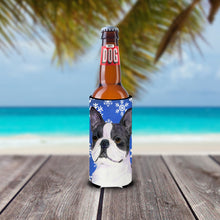 Load image into Gallery viewer, Boston Terrier Winter Snowflakes Holiday Slim Can Hugger – Fun &amp; Functional Drink Coolers SS4654MUK