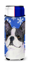 Load image into Gallery viewer, Boston Terrier Winter Snowflakes Holiday Slim Can Hugger – Fun &amp; Functional Drink Coolers SS4654MUK