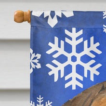 Load image into Gallery viewer, Bullmastiff Winter Snowflakes Holiday Flag Canvas House Size