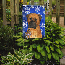 Load image into Gallery viewer, Bullmastiff Winter Snowflakes Holiday Garden Flag – Decorative Outdoor Yard Flag