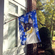 Load image into Gallery viewer, Chihuahua Winter Snowflakes Holiday Flag Canvas House Size
