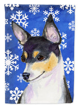 Load image into Gallery viewer, Chihuahua Winter Snowflakes Holiday Flag Canvas House Size