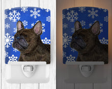 Load image into Gallery viewer, French Bulldog Winter Snowflakes Holiday Ceramic Night Light SS4657CNL