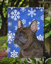 Load image into Gallery viewer, French Bulldog Winter Snowflakes Holiday Garden Flag – Decorative Outdoor Yard Flag