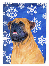 Load image into Gallery viewer, Mastiff Winter Snowflakes Holiday Flag Canvas House Size