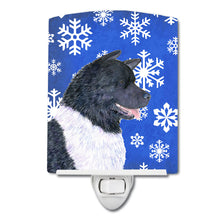 Load image into Gallery viewer, Akita Winter Snowflakes Holiday Ceramic Night Light SS4659CNL