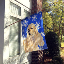 Load image into Gallery viewer, Cocker Spaniel Winter Snowflakes Holiday Flag Canvas House Size