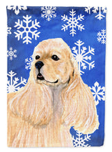 Load image into Gallery viewer, Cocker Spaniel Winter Snowflakes Holiday Flag Canvas House Size