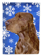 Load image into Gallery viewer, Field Spaniel Winter Snowflakes Holiday Flag Canvas House Size