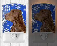 Load image into Gallery viewer, Field Spaniel Winter Snowflakes Holiday Ceramic Night Light SS4663CNL