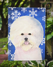 Load image into Gallery viewer, Bichon Frise Winter Snowflakes Holiday Garden Flag – Decorative Outdoor Yard Flag