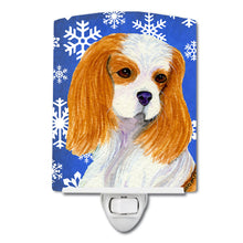 Load image into Gallery viewer, Cavalier Spaniel Winter Snowflakes Holiday Ceramic Night Light SS4665CNL