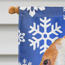 Load image into Gallery viewer, Basset Hound Winter Snowflakes Holiday Flag Canvas House Size