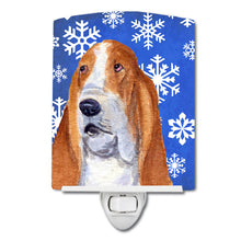 Load image into Gallery viewer, Basset Hound Winter Snowflakes Holiday Ceramic Night Light SS4666CNL