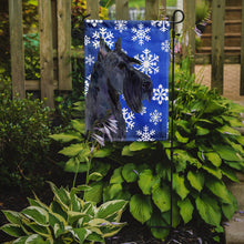 Load image into Gallery viewer, Scottish Terrier Winter Snowflakes Holiday Garden Flag – Decorative Outdoor Yard Flag