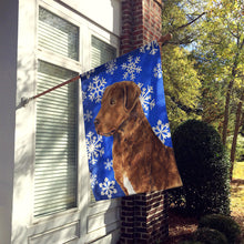 Load image into Gallery viewer, Chesapeake Bay Retriever Winter Snowflakes Holiday Flag Canvas House Size