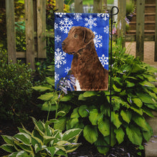 Load image into Gallery viewer, Chesapeake Bay Retriever Winter Snowflakes Holiday Garden Flag – Decorative Outdoor Yard Flag