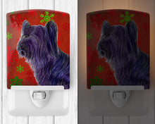 Load image into Gallery viewer, Skye Terrier Red Green Snowflake Holiday Christmas Ceramic Night Light SS4670CNL