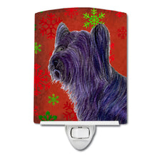 Load image into Gallery viewer, Skye Terrier Red Green Snowflake Holiday Christmas Ceramic Night Light SS4670CNL