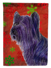 Load image into Gallery viewer, Skye Terrier Red Green Snowflake Holiday Christmas Garden Flag – Decorative Outdoor Yard Flag