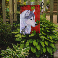Load image into Gallery viewer, Siberian Husky Red Green Snowflake Holiday Christmas Garden Flag – Decorative Outdoor Yard Flag