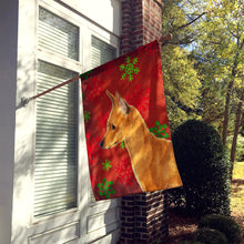 Load image into Gallery viewer, Min Pin Red and Green Snowflakes Holiday Christmas Flag Canvas House Size