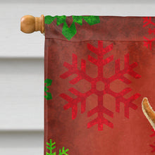 Load image into Gallery viewer, Min Pin Red and Green Snowflakes Holiday Christmas Flag Canvas House Size