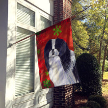 Load image into Gallery viewer, Japanese Chin Red and Green Snowflakes Holiday Christmas Flag Canvas House Size
