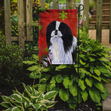 Load image into Gallery viewer, Japanese Chin Red and Green Snowflakes Holiday Christmas Garden Flag – Decorative Outdoor Yard Flag