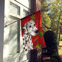 Load image into Gallery viewer, Dalmatian Red and Green Snowflakes Holiday Christmas Flag Canvas House Size