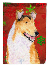 Load image into Gallery viewer, Collie Smooth Red Green Snowflakes Christmas Garden Flag – Decorative Outdoor Yard Flag