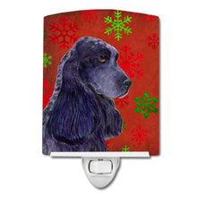 Load image into Gallery viewer, Cocker Spaniel Red Green Snowflakes Christmas Ceramic Night Light SS4678CNL