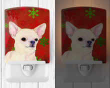 Load image into Gallery viewer, Chihuahua Red and Green Snowflakes Holiday Christmas Ceramic Night Light SS4679CNL
