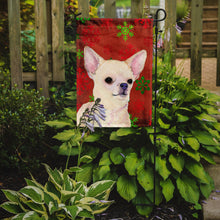 Load image into Gallery viewer, Chihuahua Red and Green Snowflakes Holiday Christmas Garden Flag – Decorative Outdoor Yard Flag