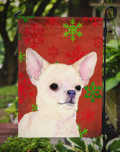 Load image into Gallery viewer, Chihuahua Red and Green Snowflakes Holiday Christmas Garden Flag – Decorative Outdoor Yard Flag