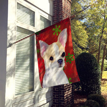 Load image into Gallery viewer, Chihuahua Red and Green Snowflakes Holiday Christmas Flag Canvas House Size