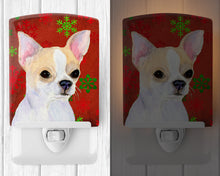 Load image into Gallery viewer, Chihuahua Red and Green Snowflakes Holiday Christmas Ceramic Night Light SS4681CNL