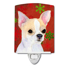 Load image into Gallery viewer, Chihuahua Red and Green Snowflakes Holiday Christmas Ceramic Night Light SS4681CNL
